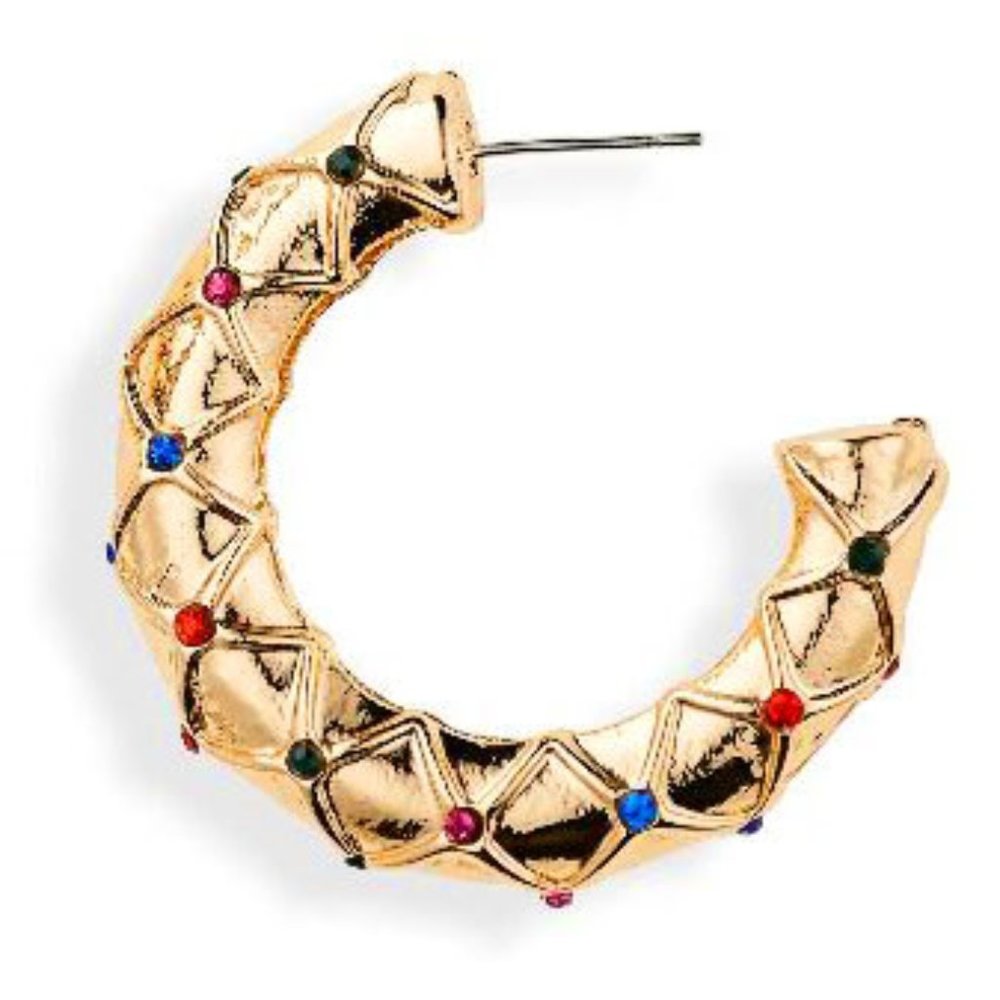 Gold quilted hoop earrings